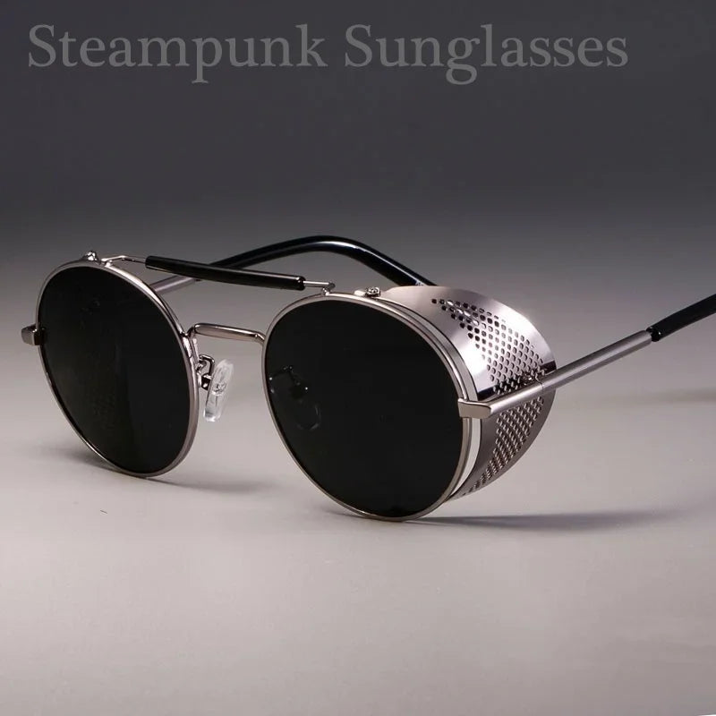 Retro Round Metal Sunglasses Steampunk Men Women Trend Brand Designer Vintage Sun Glasses Oculos De Sol Shades UV Protection