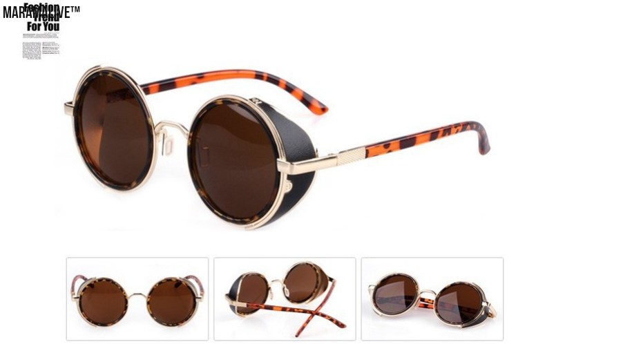 Retro Steampunk Round Metal Sunglasses