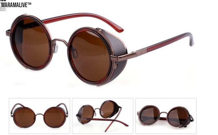 Retro Steampunk Round Metal Sunglasses