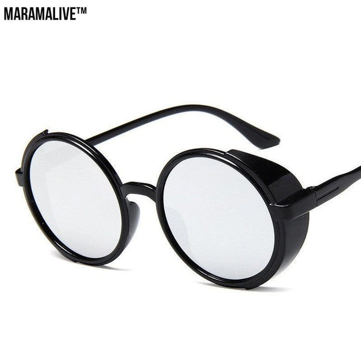 Retro round frame steampunk sunglasses