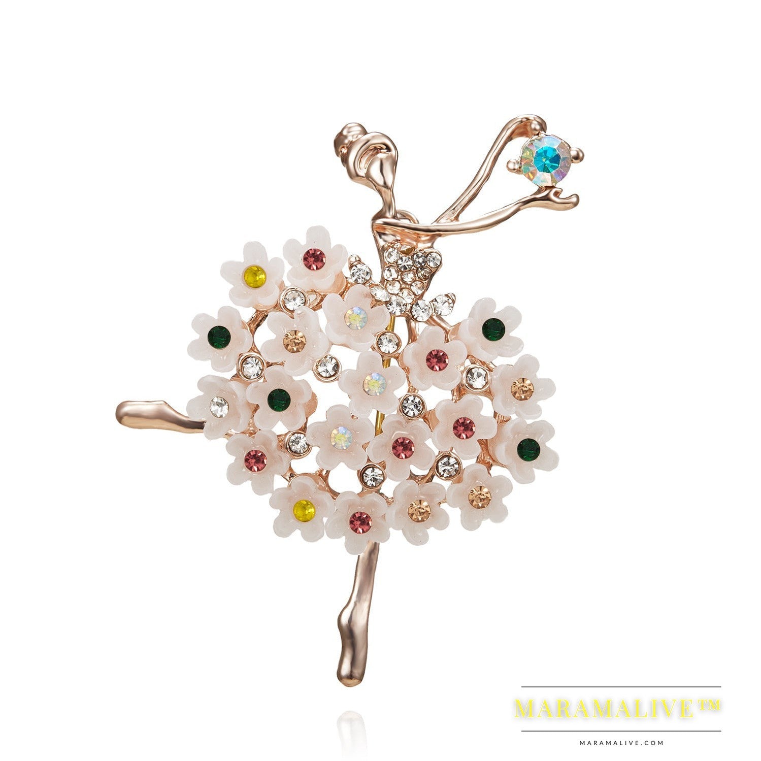 Rhinestone Pearl Dress Dancing Girl Brooches Women Dancer Sports Brooch Pins Gifts