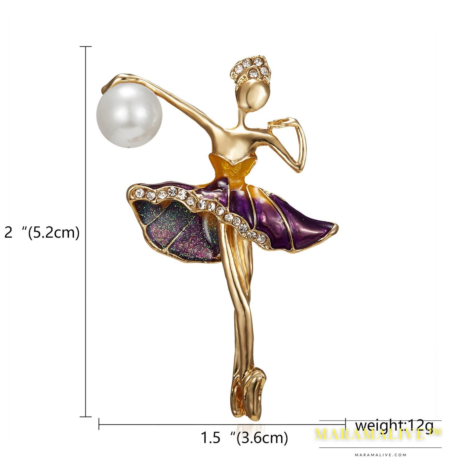 Rhinestone Pearl Dress Dancing Girl Brooches Women Dancer Sports Brooch Pins Gifts