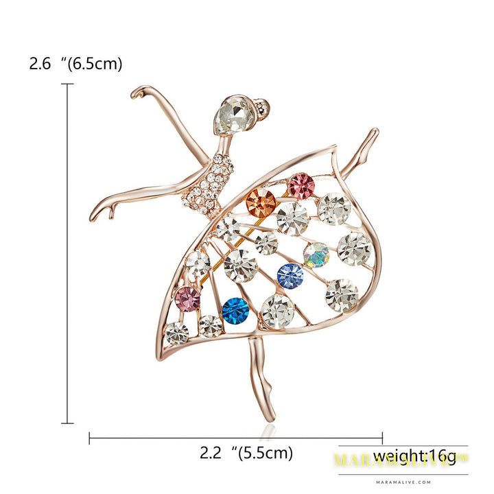 Rhinestone Pearl Dress Dancing Girl Brooches Women Dancer Sports Brooch Pins Gifts