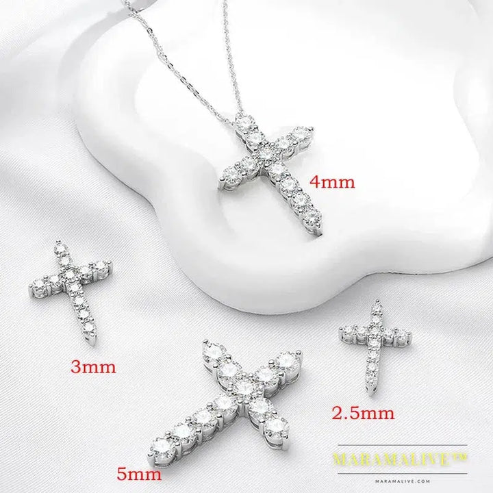 Rhodium Plated 2.5-5mm Full Moissanite Necklace for Women 100% Sterling Silver Luxury Jewelry Party Pendant Top Quality