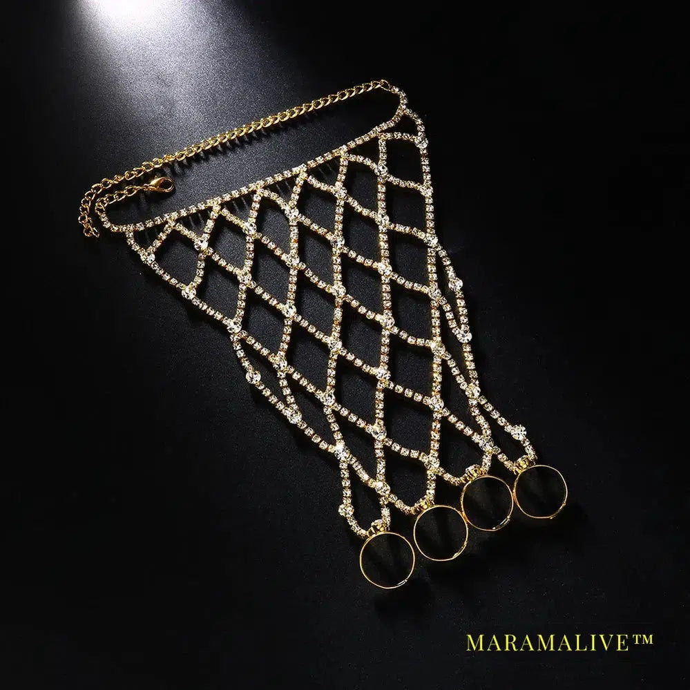 Ring Charm Finger Mesh Linked Bracelet Jewelry Femme for Women Hand New Fashion Luxury Bangles 2024 Designer