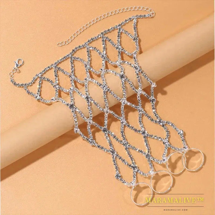 Ring Charm Finger Mesh Linked Bracelet Jewelry Femme for Women Hand New Fashion Luxury Bangles 2024 Designer