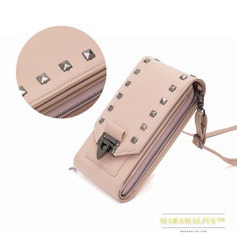 Rivet Design Shoulder Bags Mobile Phone Handbag Solid Color Crossbody Bags Women