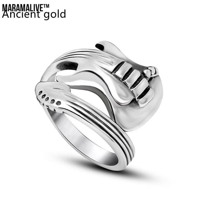 Rock Music Guitar Retro Male Alloy Ring