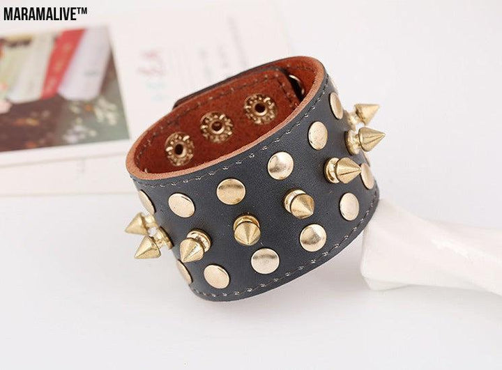 Rock punk leather bracelet