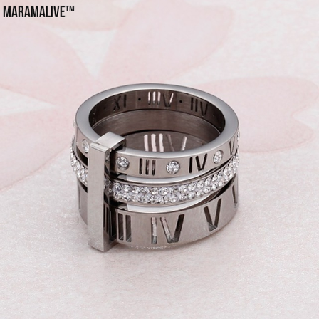 Roman Wild Titanium Steel Letter Ring