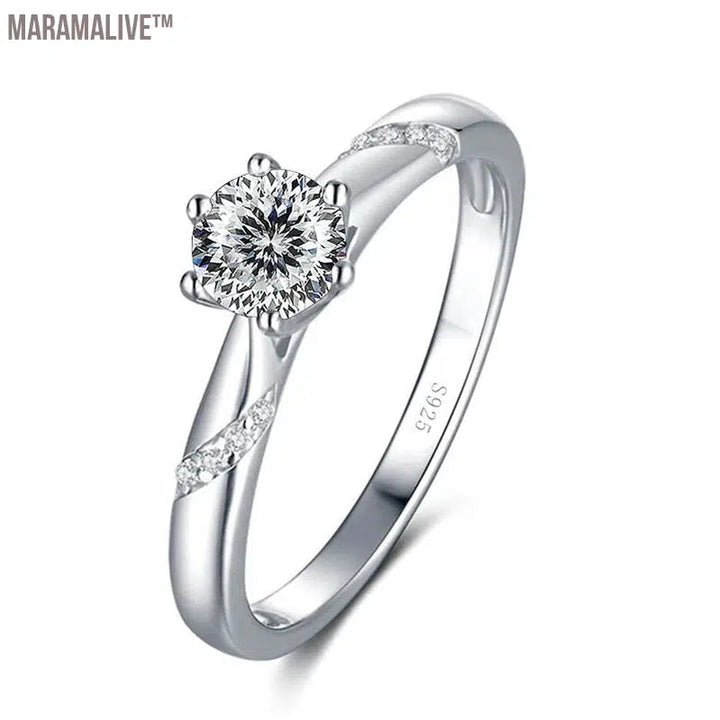 Romantic Moissanite Ring with Multi Cutting Flower Shape 925 Silver Sakura Love 100 Plum Blossom Cut for Female Party Wear