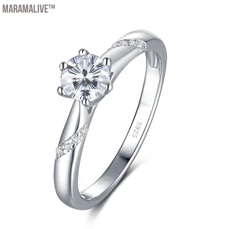 Romantic Moissanite Ring with Multi Cutting Flower Shape 925 Silver Sakura Love 100 Plum Blossom Cut for Female Party Wear