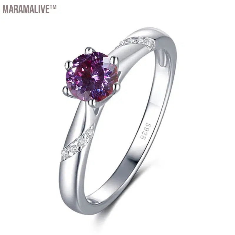 Romantic Moissanite Ring with Multi Cutting Flower Shape 925 Silver Sakura Love 100 Plum Blossom Cut for Female Party Wear