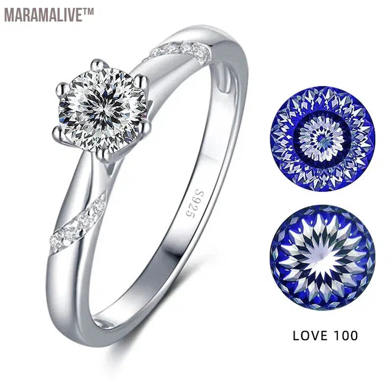 Romantic Moissanite Ring with Multi Cutting Flower Shape 925 Silver Sakura Love 100 Plum Blossom Cut for Female Party Wear