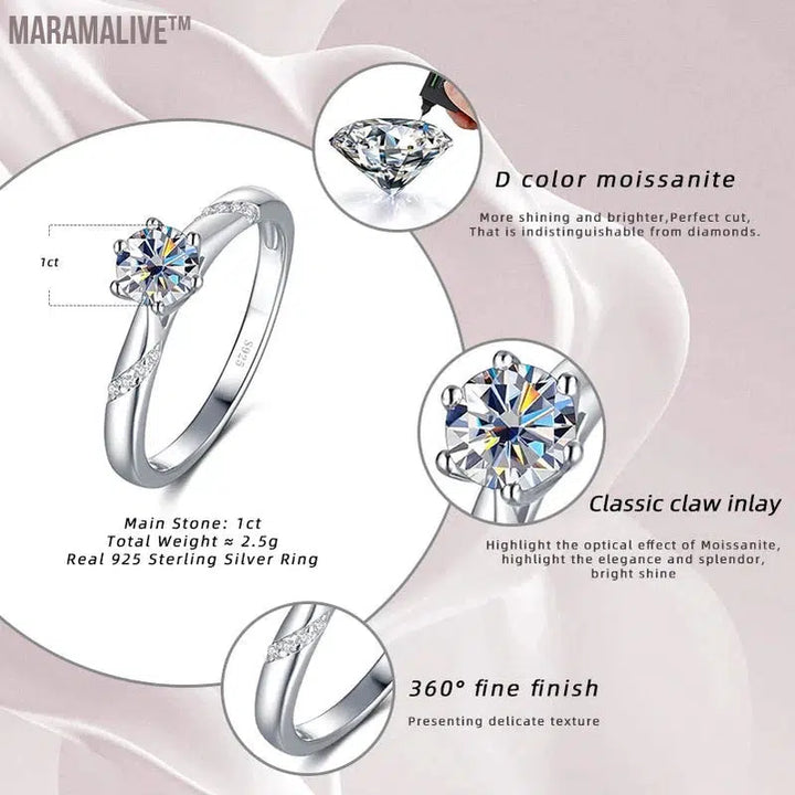 Romantic Moissanite Ring with Multi Cutting Flower Shape 925 Silver Sakura Love 100 Plum Blossom Cut for Female Party Wear