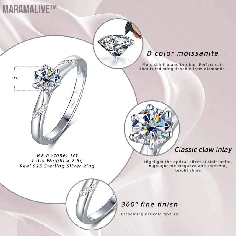 Romantic Moissanite Ring with Multi Cutting Flower Shape 925 Silver Sakura Love 100 Plum Blossom Cut for Female Party Wear