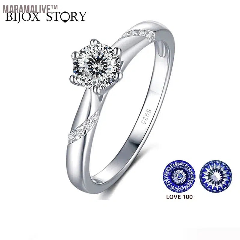 Romantic Moissanite Ring with Multi Cutting Flower Shape 925 Silver Sakura Love 100 Plum Blossom Cut for Female Party Wear