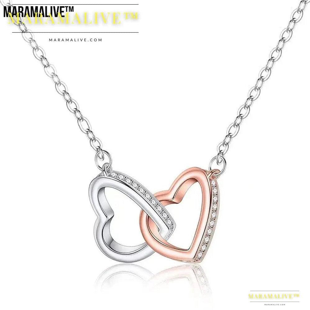 Rose Gold Necklace Hearts Ladies' Pendant