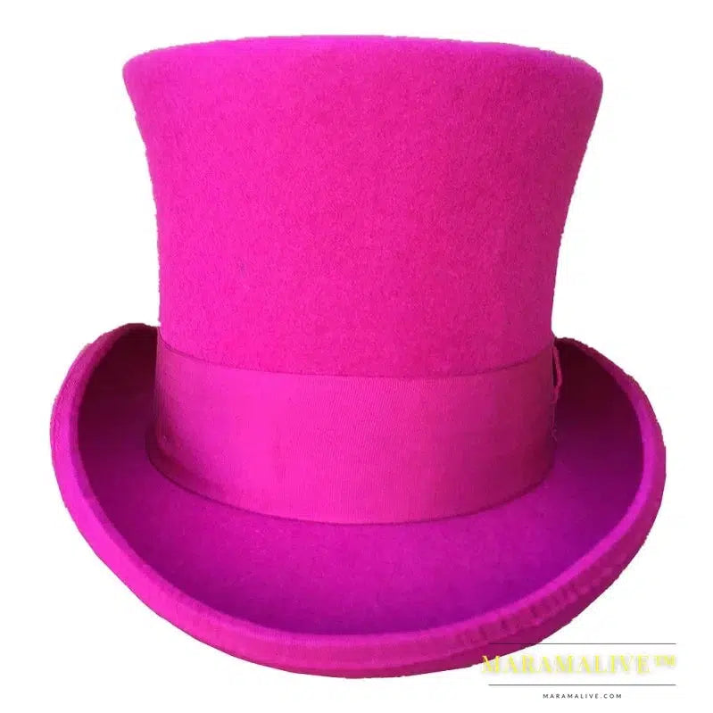 Rose PINK Women Top Hat Victorian Cylinder Hat Chimney Pot Steampunk Mad Hatter Hat Toppper