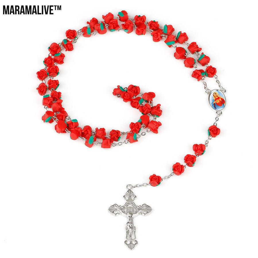 Rose Rosary Necklace