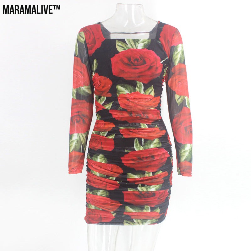 Rose print dress