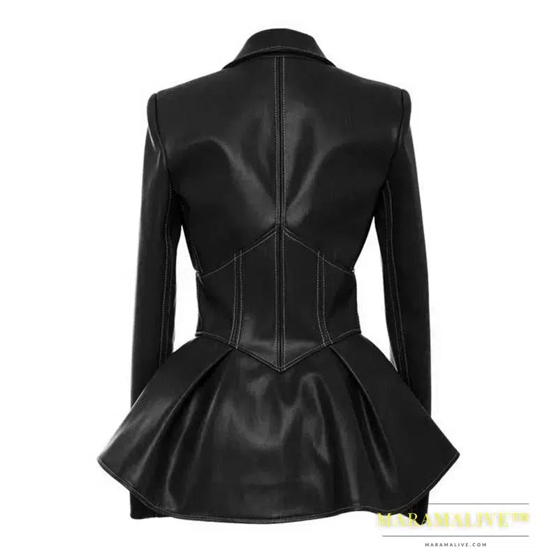 Rosetic Women Jacket Black Gothic Faux Leather PU Jacket Women Winter Spring Motorcycle Jacket Black Faux Goth Leather Coats