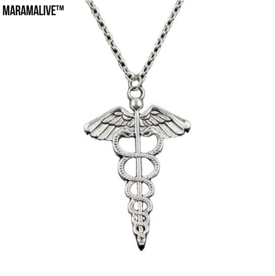 Rotating Dragonfly Snake Stick Angel Wings Necklace