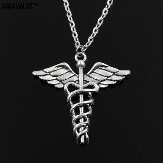 Rotating Dragonfly Snake Stick Angel Wings Necklace