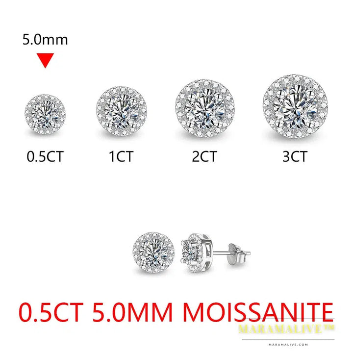 Round Cut 3.0CT Diamond Test Passed Moissanite Rhodium Plated 925 Silver D Color Moissanite Earrings Jewelry Girlfriend Gift