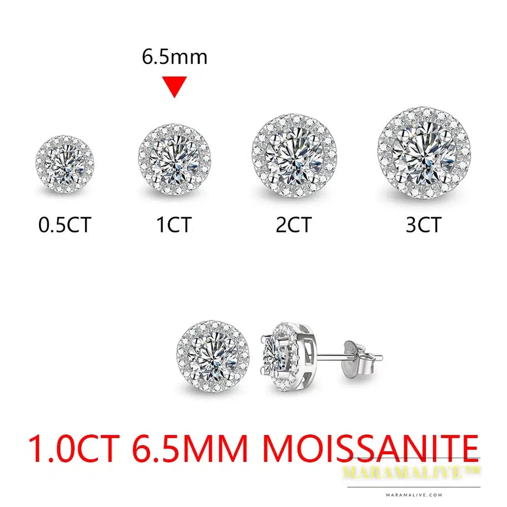 Round Cut 3.0CT Diamond Test Passed Moissanite Rhodium Plated 925 Silver D Color Moissanite Earrings Jewelry Girlfriend Gift