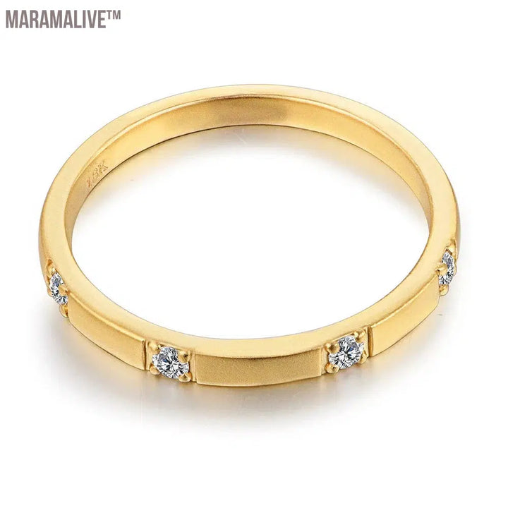 Round Cut D Color VVS1 Moissanite 18K Yellow Gold Plated Engagement Wedding Band Moissanite Lab Grown Diamond Ring for Women