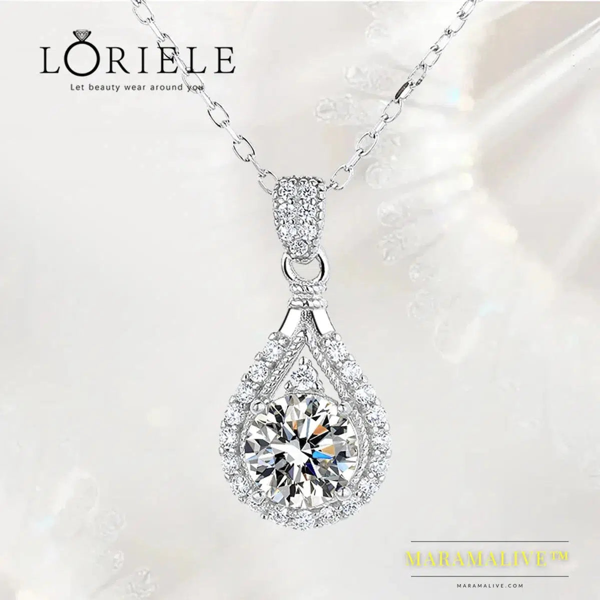 Round Cut Moissanite Pendant Necklace in Sterling Silver"