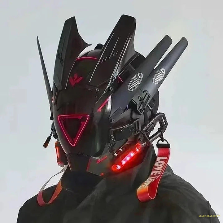 Round Light Wing Braid Triangle Light Festival LED Light Techno Sense Boy Helmet Cosplay Mask Mascaras Cyberpunk Mask