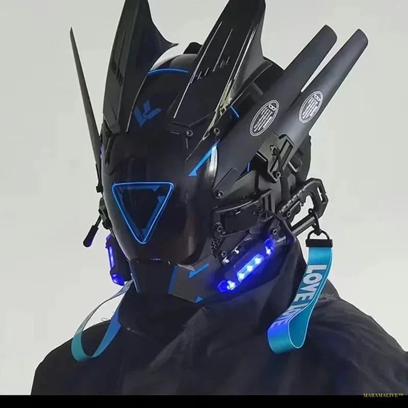 Round Light Wing Braid Triangle Light Festival LED Light Techno Sense Boy Helmet Cosplay Mask Mascaras Cyberpunk Mask