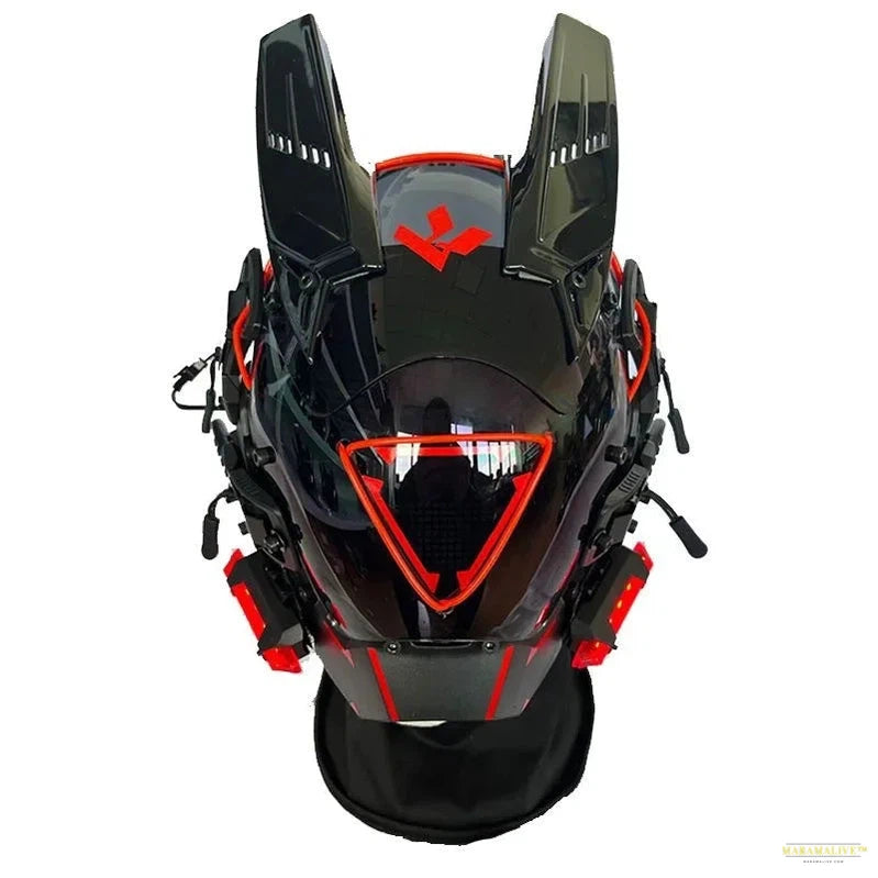 Round Light Wing Braid Triangle Light Festival LED Light Techno Sense Boy Helmet Cosplay Mask Mascaras Cyberpunk Mask