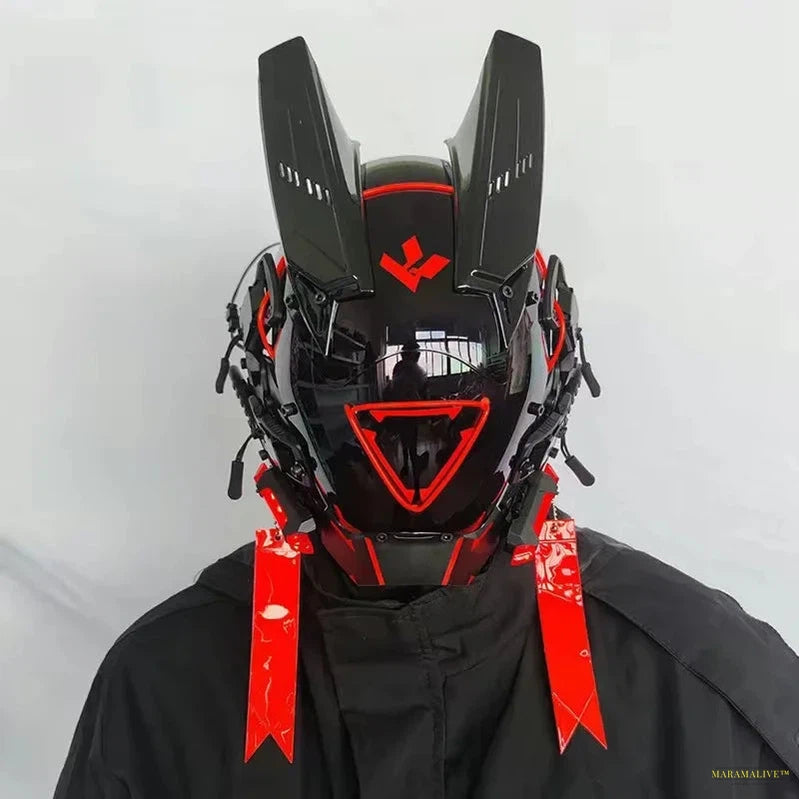 Round Light Wing Braid Triangle Light Festival LED Light Techno Sense Boy Helmet Cosplay Mask Mascaras Cyberpunk Mask