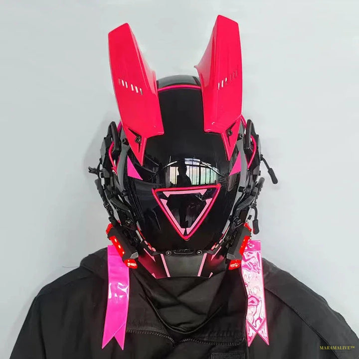 Round Light Wing Braid Triangle Light Festival LED Light Techno Sense Boy Helmet Cosplay Mask Mascaras Cyberpunk Mask