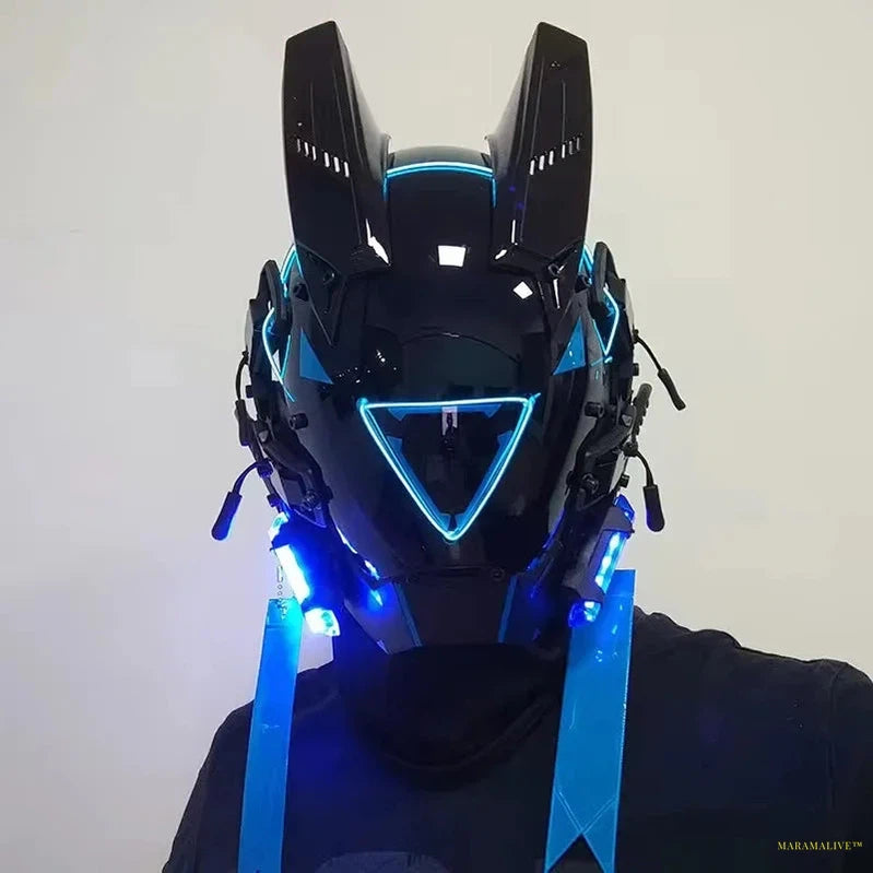 Round Light Wing Braid Triangle Light Festival LED Light Techno Sense Boy Helmet Cosplay Mask Mascaras Cyberpunk Mask