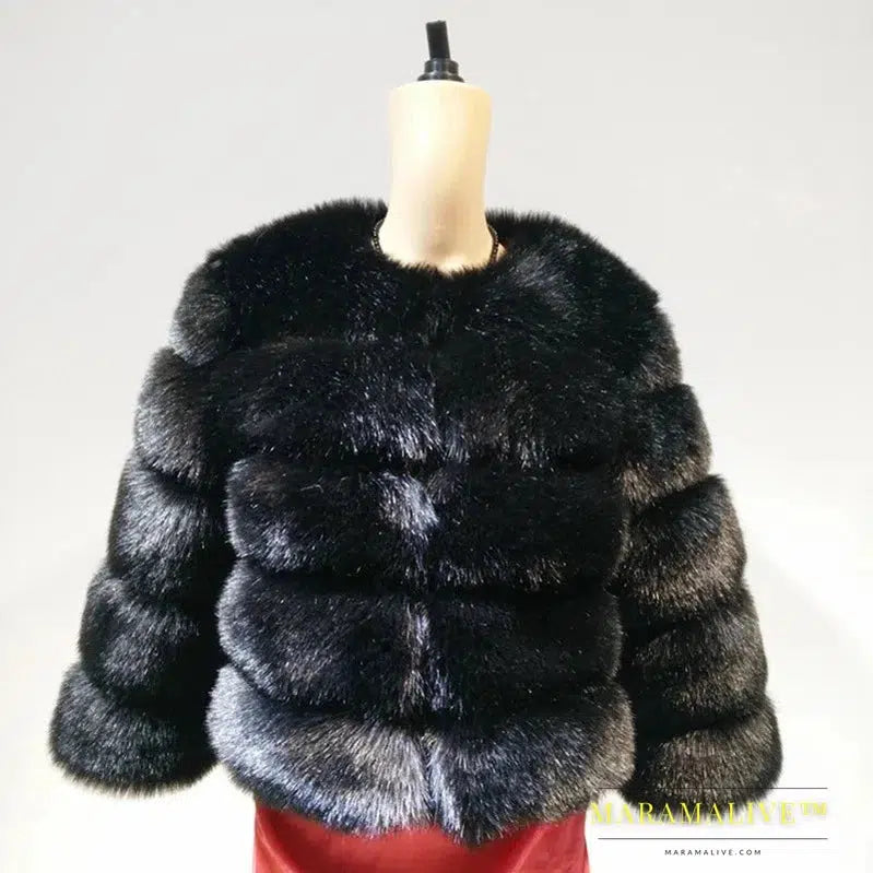 S-2XL Hooded Coats Women Winter Top Fashion Pink FAUX Fur Coat Elegant Thick Warm Outerwear Fake Fur Woman Jacket