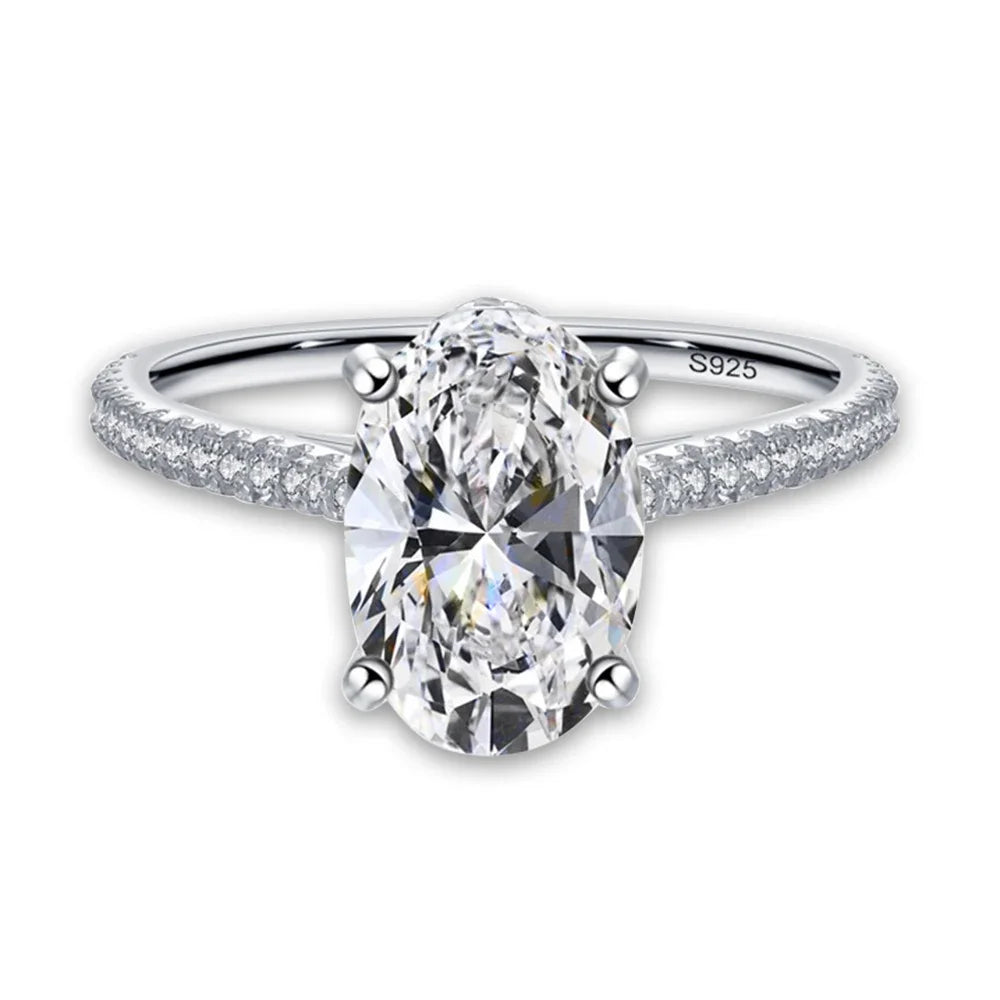 3ct Oval Moissanite Silver Engagement Ring