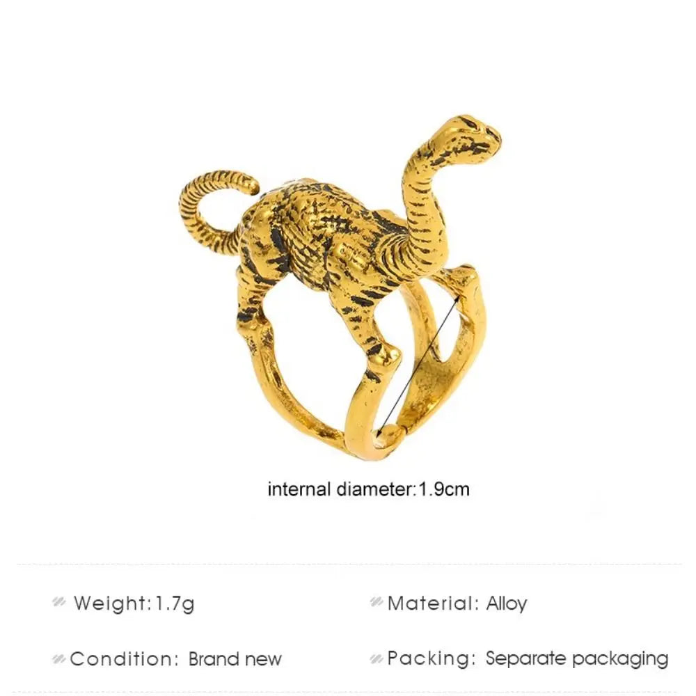 Exaggerated Metal Insect Beetle Dinosaur Ring for Women Men Unisex Punk Animal Ring Trendy Jewelry Gifts