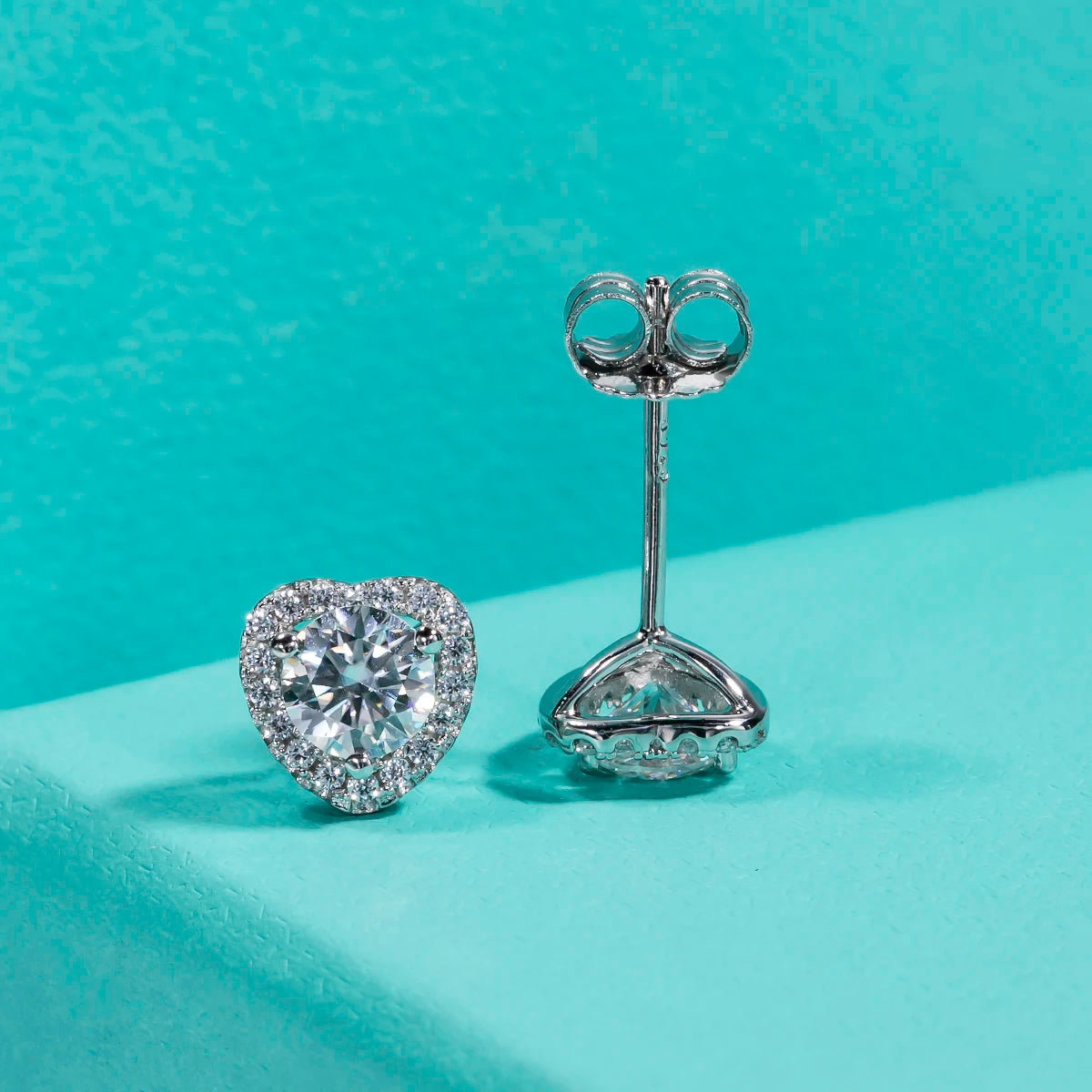 1cttw D Color Moissanite Diamond 925 Sterling Silver Heart Stud Earrings For Women Gift Jewellery