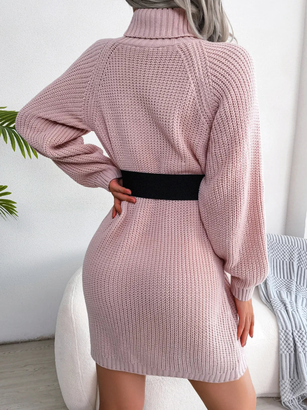 Turtleneck Sweater Dress: Elegant Long Sleeve Pullover for Women