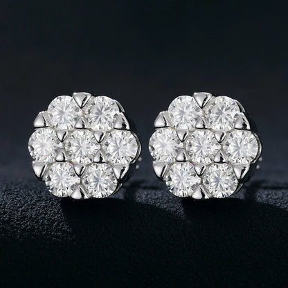 Top Quality 100% 925 Silver Earrings Fashion Classic Round Unisex Moissanite Earring  For Women Jewelry