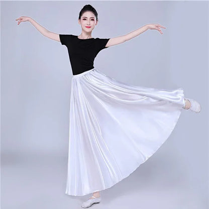 720 Degree Satin Skirt Belly Dance Costume Women Gypsy Long Skirts Dancer Practice Wear 12 Colors 105cm 110cm Dance Skirt 115cm