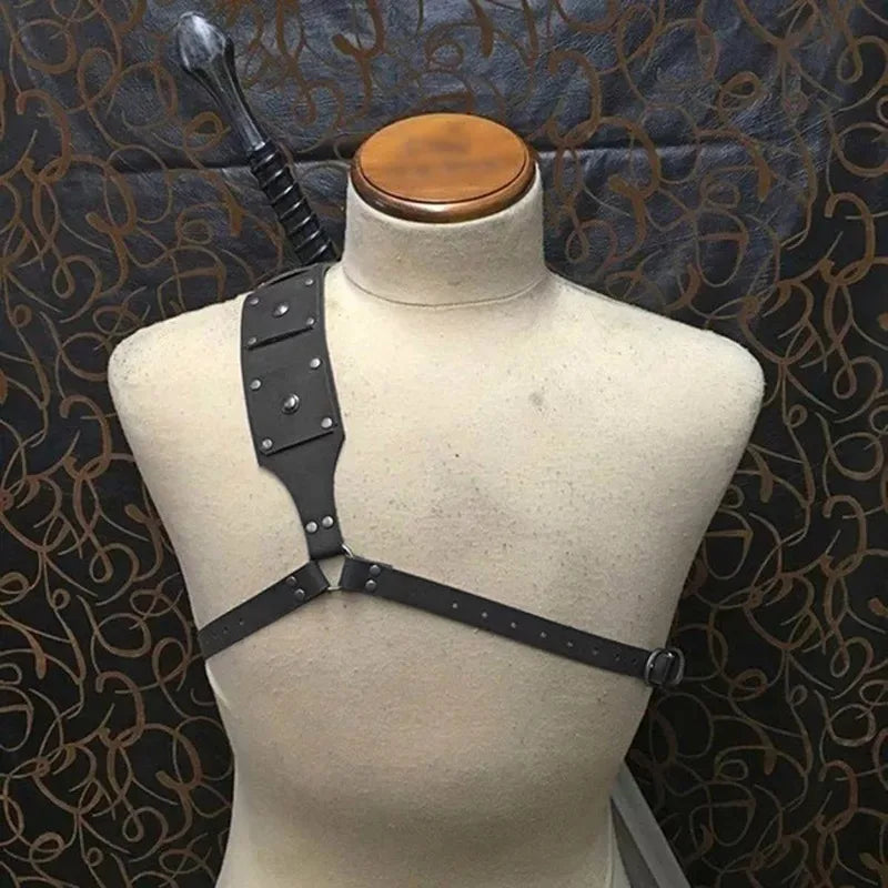Medieval PU Leather Sword Shoulder Back Scabbard For Adult Men Women Larp Cosplay Viking Warrior Costume
