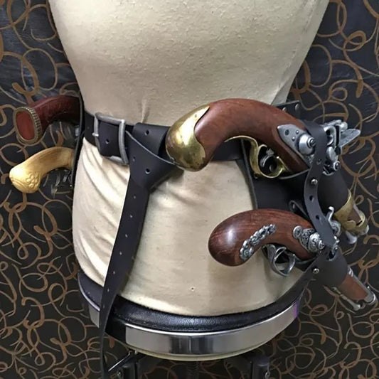 Renaissance Pirate Gun Belt Pistol Flintlock Holster Frog Holder Medieval Knight Musketeer Captain Costume Steampunk LARP Props