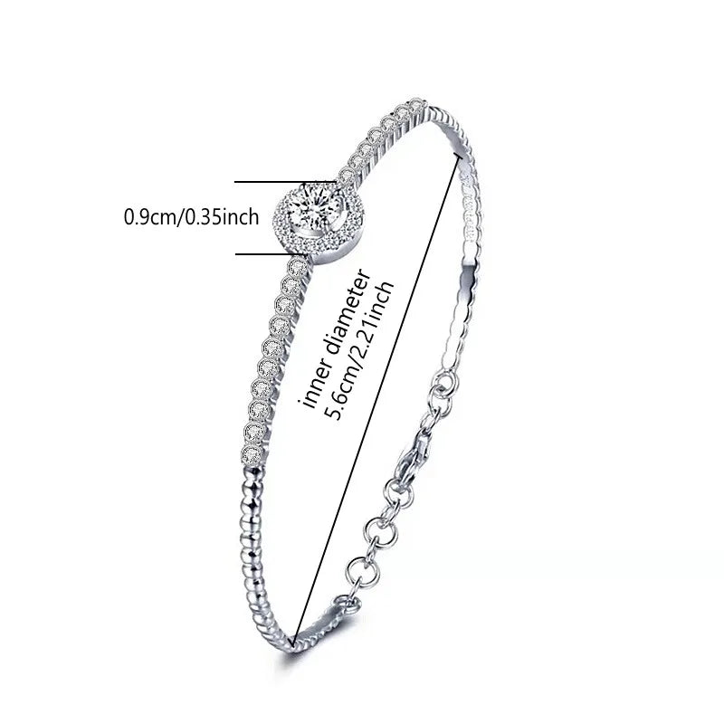 925 Sterling Silver 0.5 Carat Moissanite Round Bracelet High-End Simple Niche Design Sense Ladies Mother Souvenir
