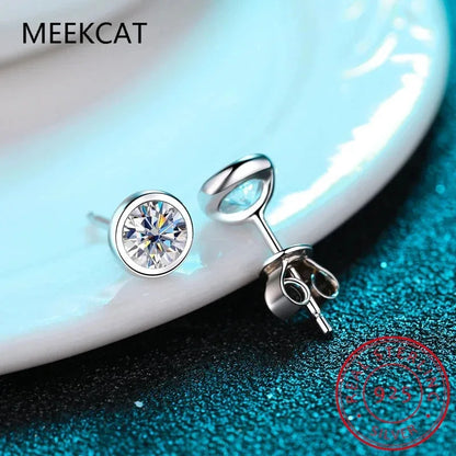D Color Moissanite Bezel Stud Earrings 18K Gold Plated Pendant Necklace 925 Sterling Silver Jewelry Set Customs Jewelry