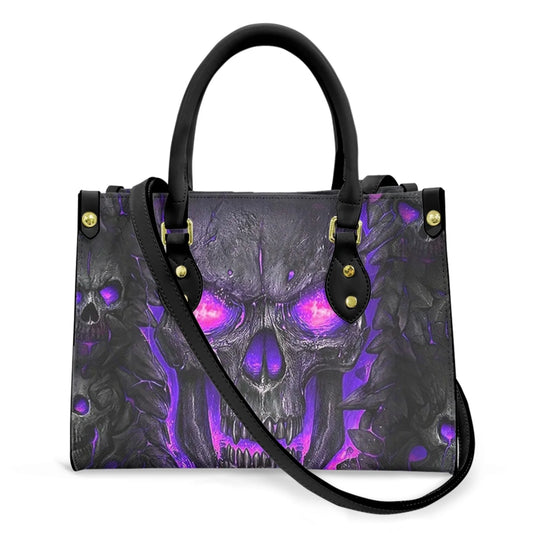 Purple Skull Print Luxury Women's Fashion Handbags Wallet Tote Bag Shoulder Bag Top Handle Satchel Purse Sac A Main
